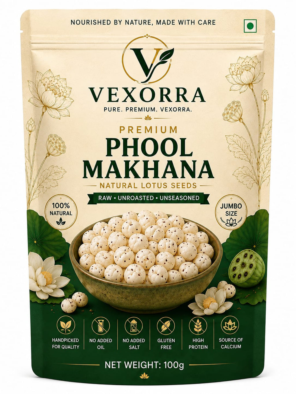 VEXORRA Premium Phool Makhana 100g