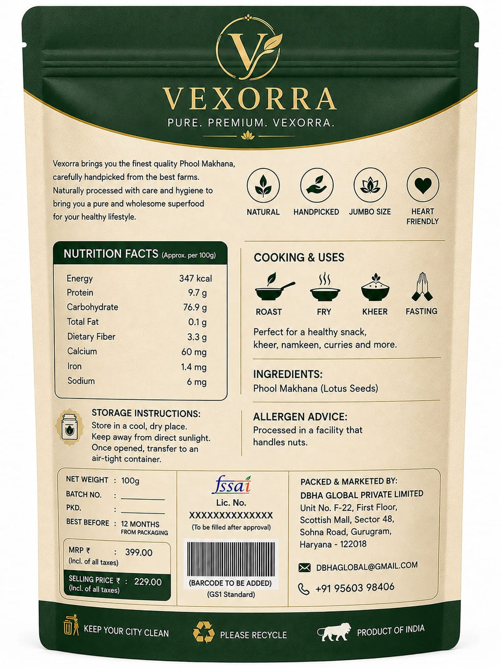 VEXORRA Premium Phool Makhana 100g