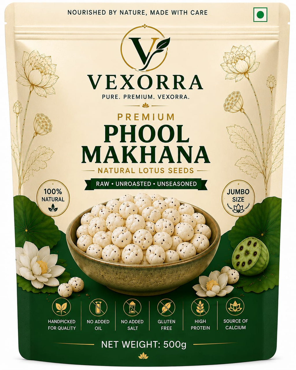 VEXORRA Premium Phool Makhana 500g