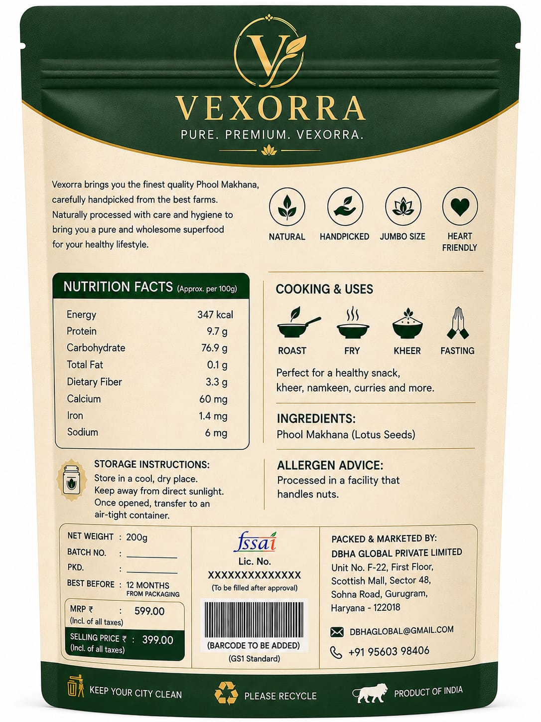 VEXORRA Premium Phool Makhana 200g