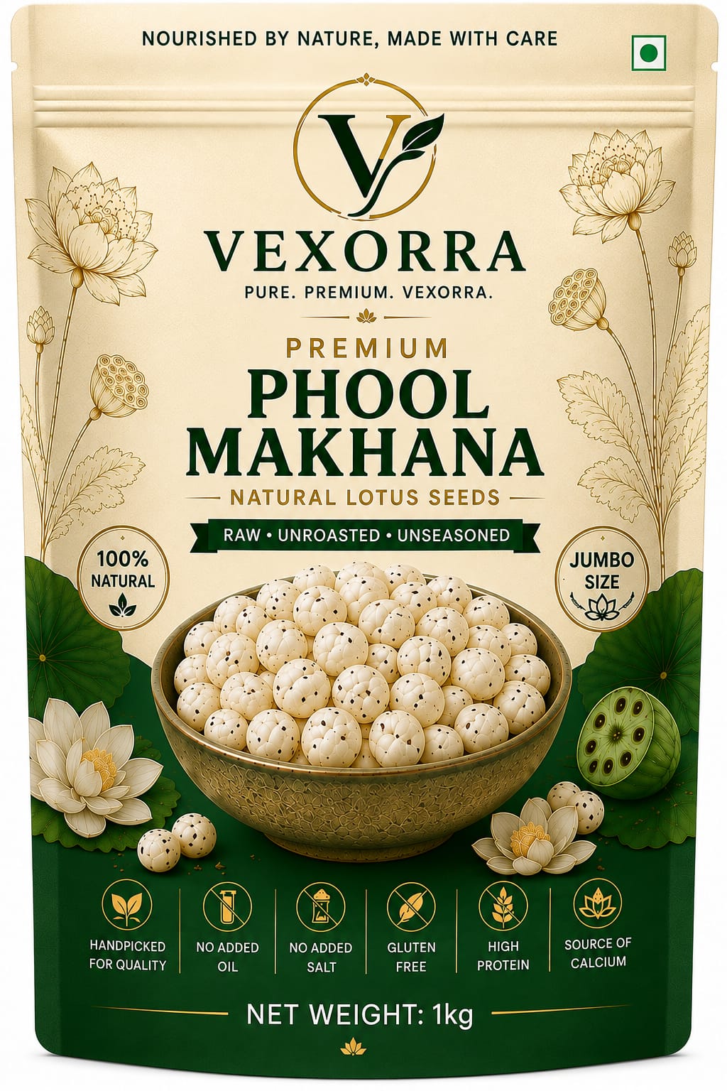 VEXORRA Premium Phool Makhana 1kg