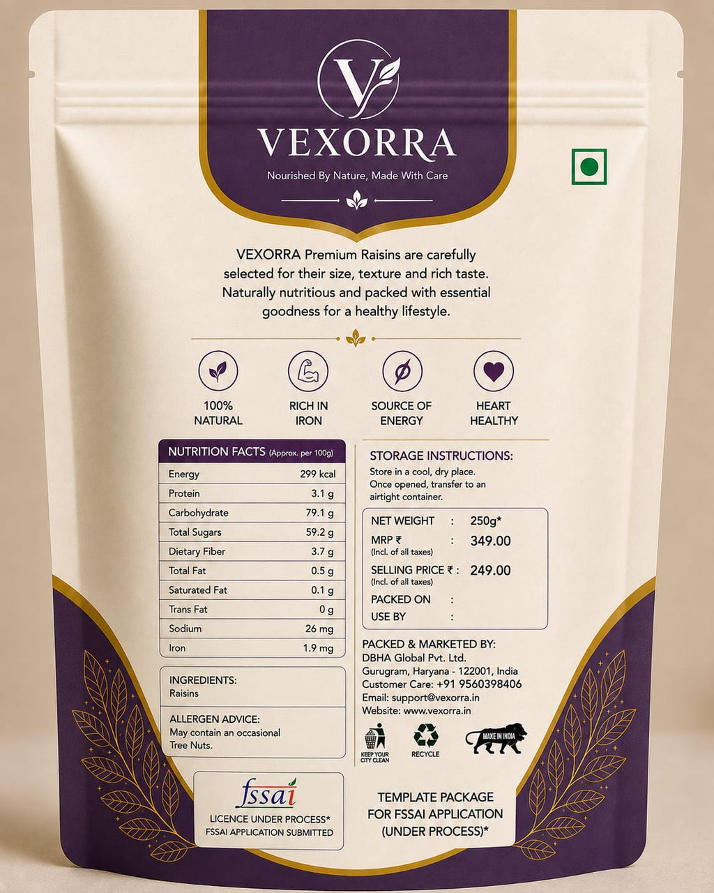 VEXORRA PREMIUM RAISINS 250g