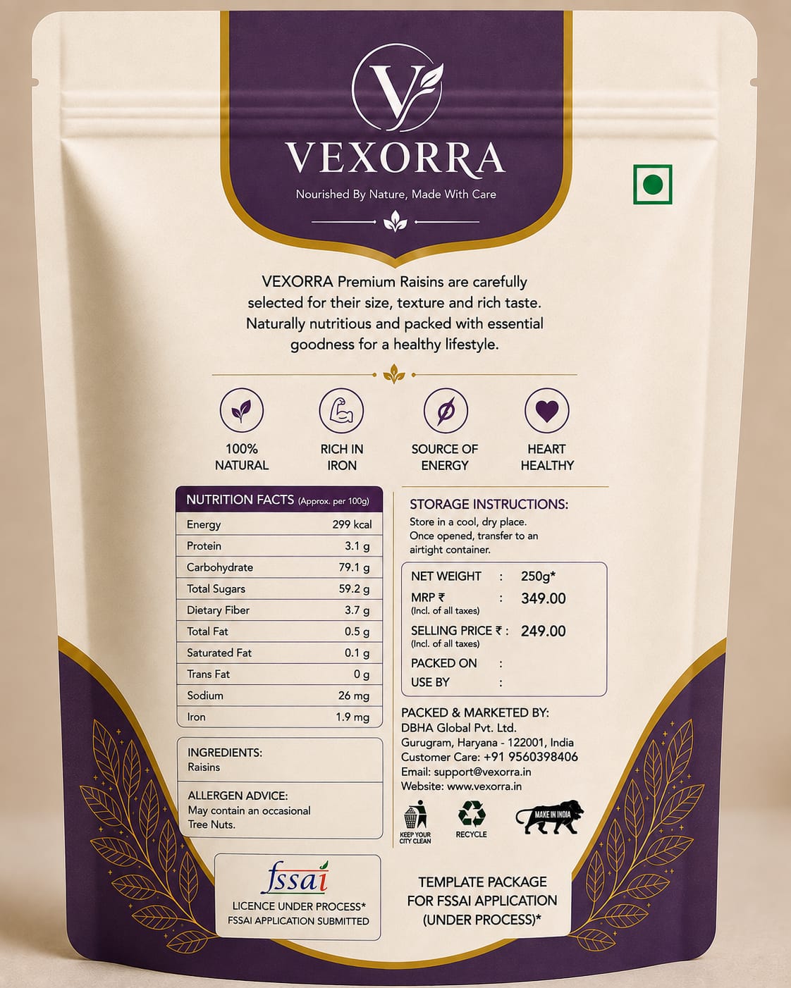 VEXORRA PREMIUM RAISINS 250g