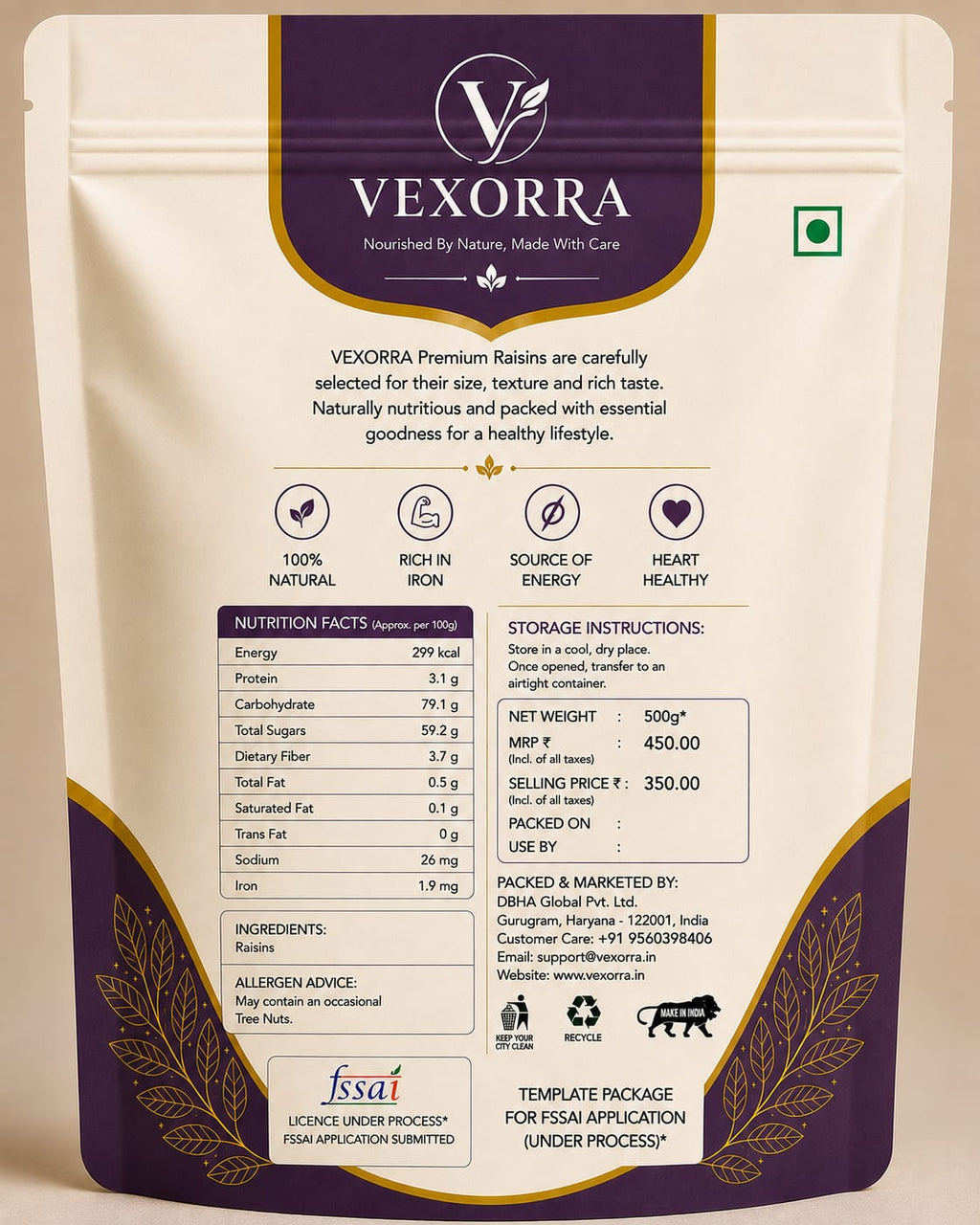 VEXORRA PREMIUM RAISINS 500g