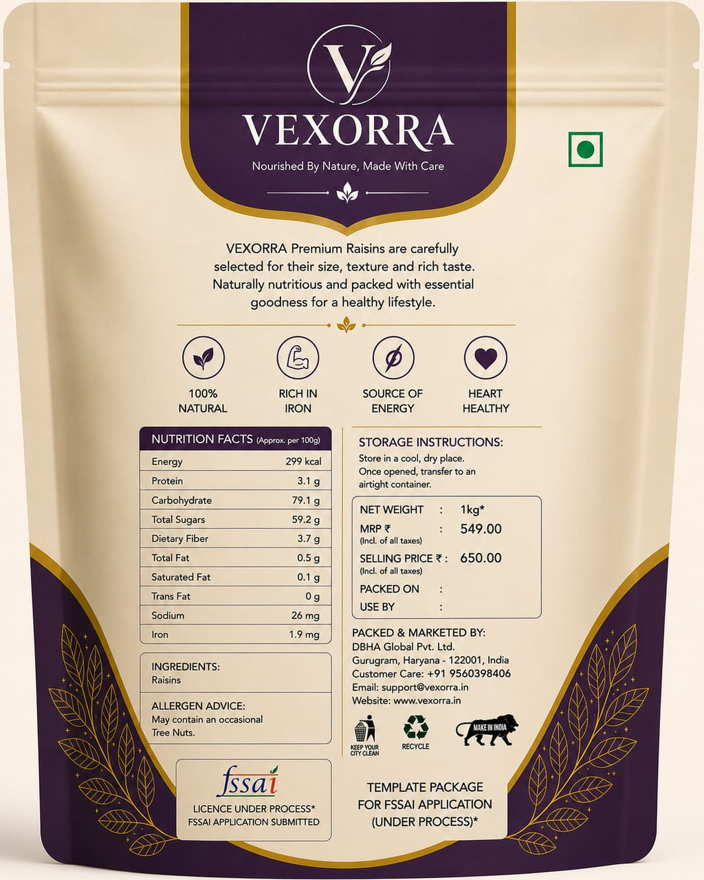 VEXORRA PREMIUM RAISINS 1kg