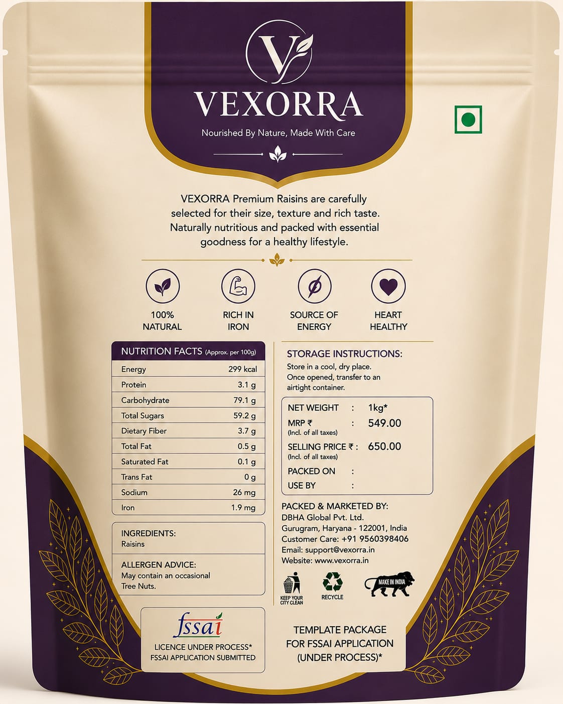 VEXORRA PREMIUM RAISINS 1kg